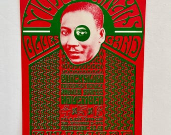 Muddy Waters  Fillmore Auditorium 1966 Wes Wilson BG-35  Original Postcard