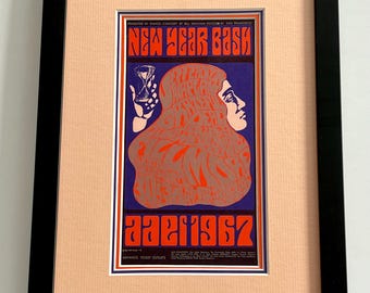 Carte postale encadrée Grateful Dead Jefferson Airplane Fillmore Auditorium 1966 BG-37 Wes Wilson