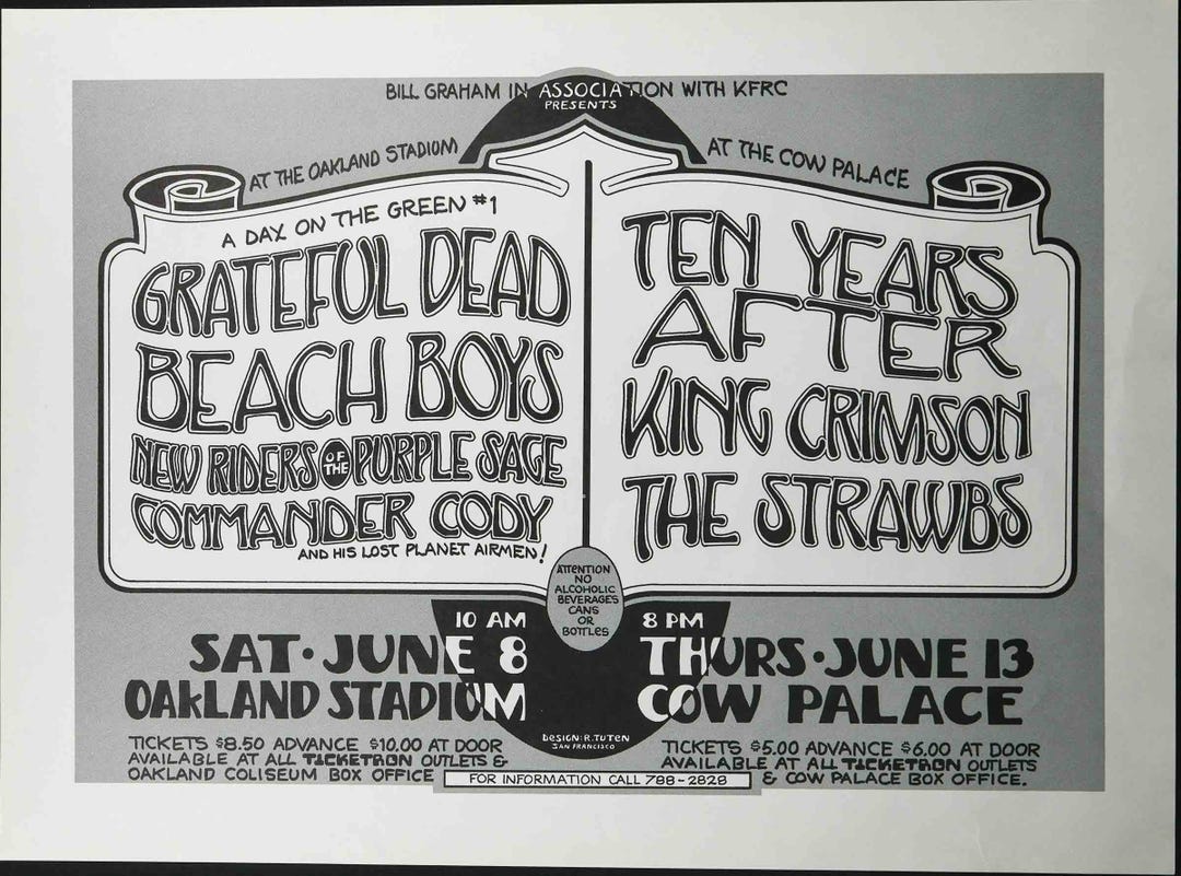 1974年 randy tuten grateful dead poster Randy Tuten Grateful Dead and Beach Boys 1974 Concert Poster - Etsy