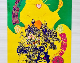 Affiche psychédélique Rick Griffin vintage 1967 Tea Lautrec Litho No 114-1 San Francisco Acid Art Sacré-Cœur contre-culture impression