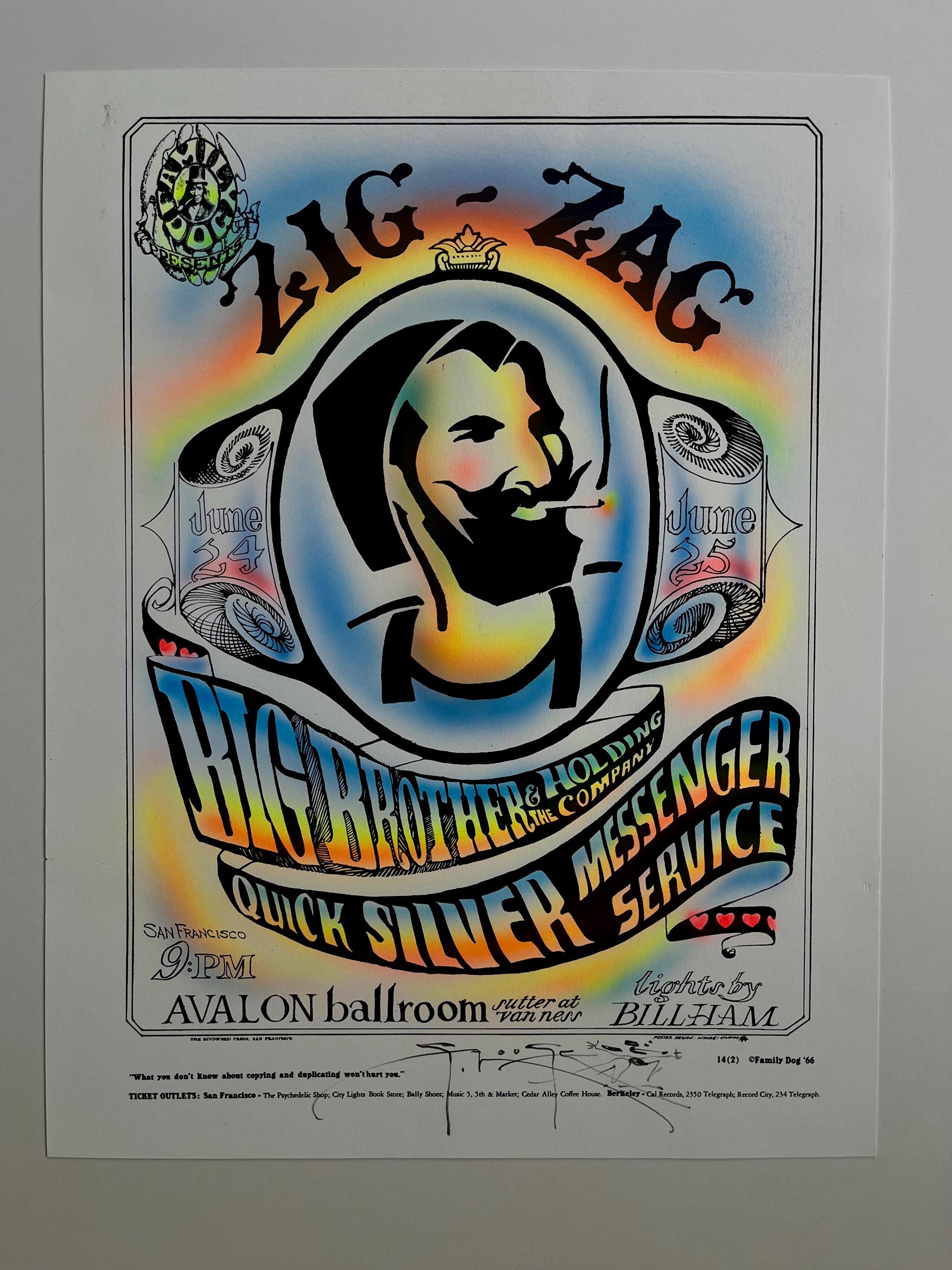 ミュージシャン　ポスター Stanley Mouse Big Brother Concert Poster: Zig Zag Psychedelic Art