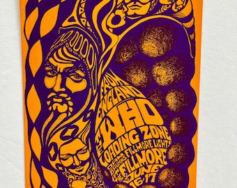 Carte postale originale 1967 Bonnie MacLean BG-68 Auditorium Fillmore The Who