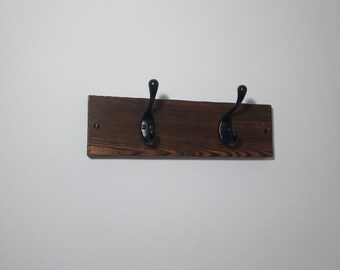 Wall Mounted Wooden Coat Rack, Medium Brown