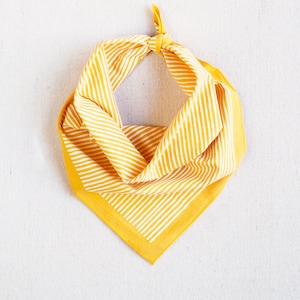 Hand Printed Bandana, Golden Yellow Bandanna for Men and Women, Striped Geometric Print, Made in USA, Screen Printed 100% Cotton Scarf