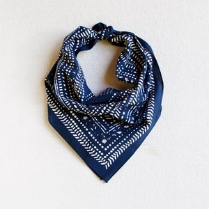 Navy Bandana, Modern Halftone Print, 100 % Cotton and Made in USA, Chef Accessory, Bandanas for Women and Men, Gift for Hiker