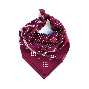 Wine Polka Dot Bandana, Dot Pattern Scarf, Hand Screen Printed, 100% Cotton Kerchief, Bandannas for Men and Women