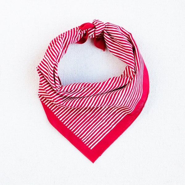 Red Bandana for Women, Made in USA, 100% Cotton Bandana, Modern Striped Scarf, Bandana for Men, Workwear Accessory, Unisex Scarf