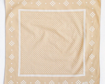 Sand Polka Dot Bandana, Bandanna for Women and Men, Made in USA, Hand Screen Printed, Cotton Neck Scarf, Kerchief, 100% Cotton, Beige Scarf