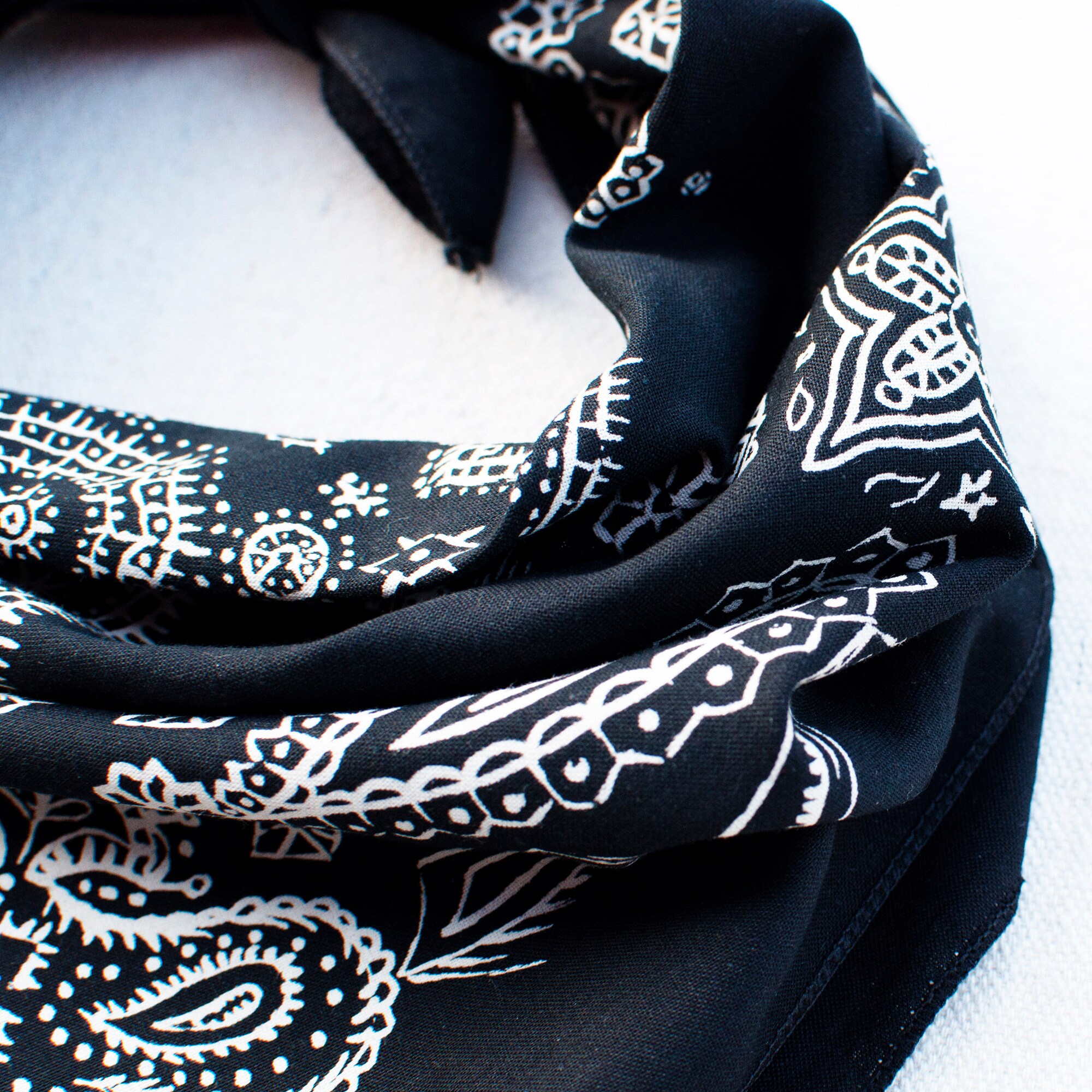 Black Sketched Paisley Bandana Hand Printed 100% Cotton - Etsy