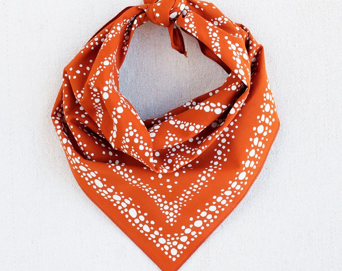 100 % Cotton and Made in USA Bandana, Marmalade Orange, Fizzy Pebble  Print, Chef Accessory, Bandanas for Women and Men, Gift for Hiker