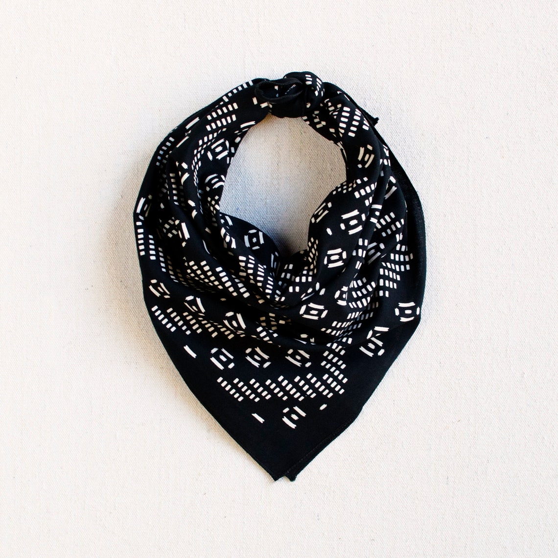 Black Bandana Hand Printed Bandana Zig Zag Design Travel - Etsy