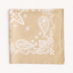 Hand Screen Printed Bandana, Sand Color, Great Gift for Cowgirl, Western Wear & For the Gardener