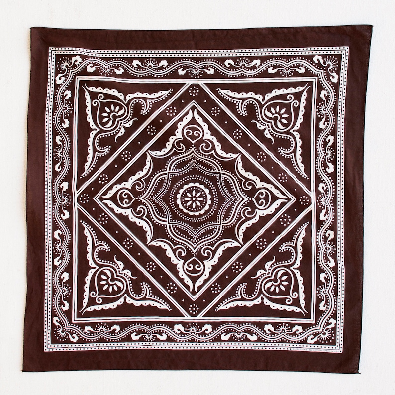 Brown Western Bandana, Hand Printed, 100% Cotton, Made in USA, Cotton ...