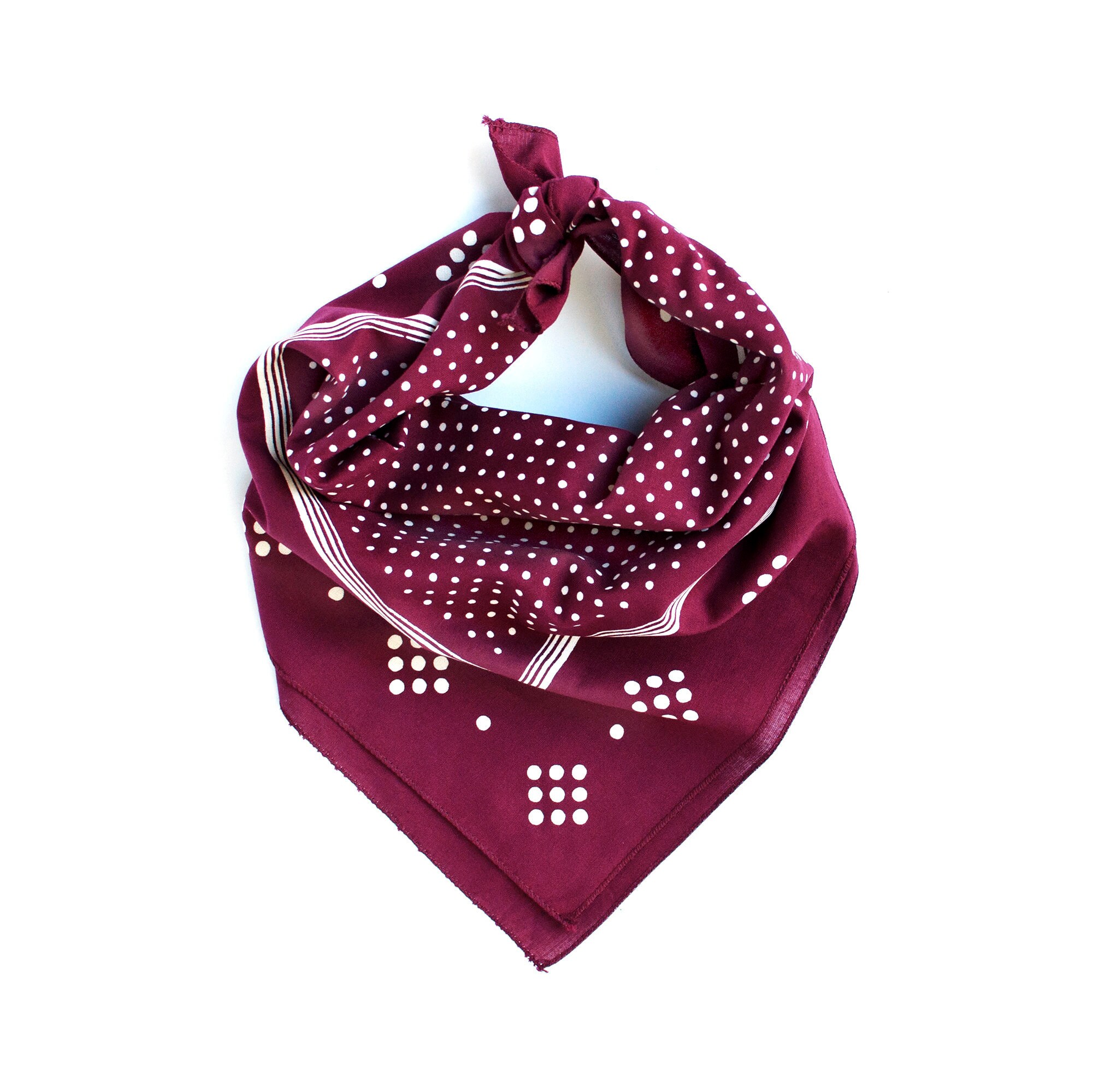 Petit Foulard Bandana Coton Rouge à Pois – Vintage, Femme, FO643
