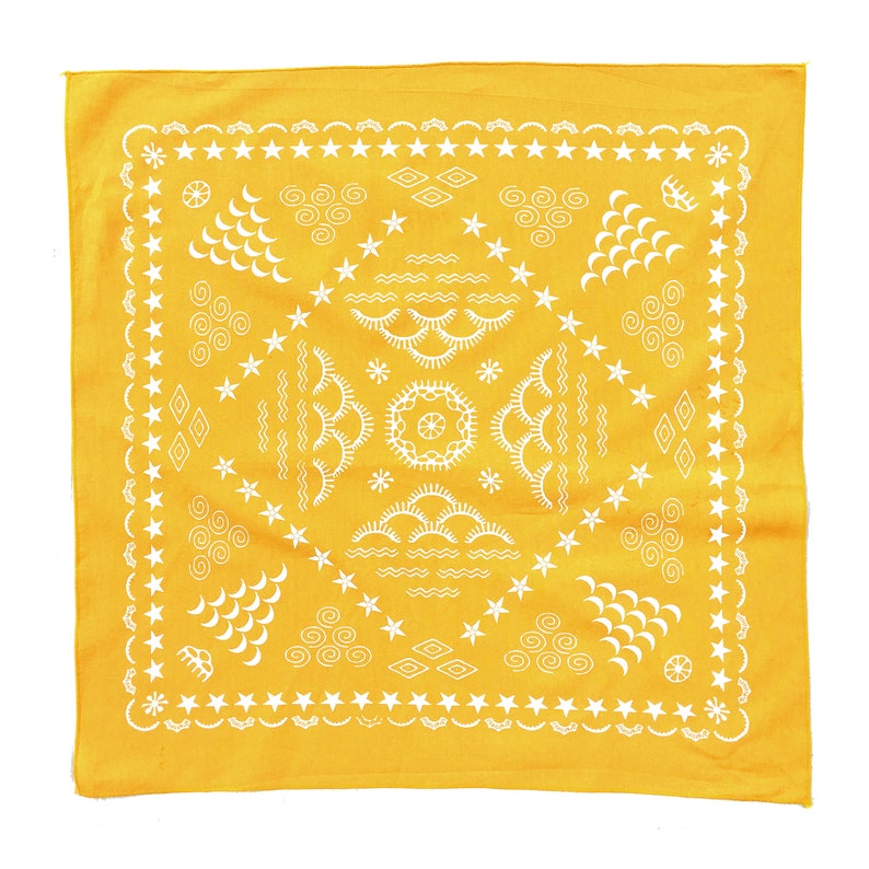 Yellow Bandana Bandana for Women Hand Printed Bandana Made Etsy