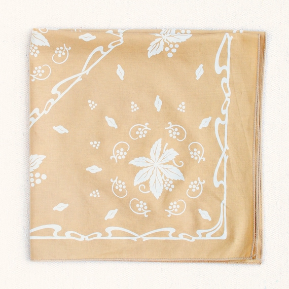 Hand Printed Bandana Sand 100% Cotton Scarf Botanical - Etsy