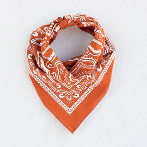 100 % Cotton and Made in USA Bandana,Marmalade Orange, Western Print, Chef Accessory, Bandanas for Women and Men, Gift for Hiker