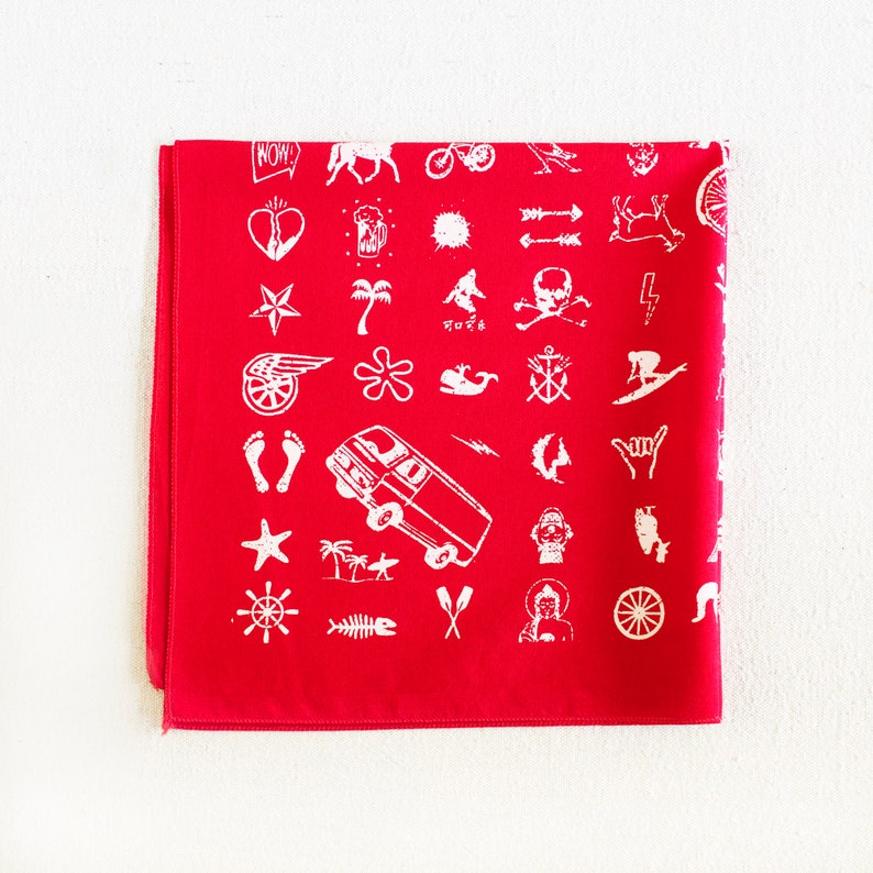 Useful Gift Bandanas for Men Hand Printed Red Bandana Big Etsy