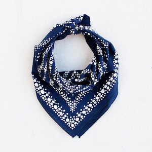 Navy Blue Bandana, Made in USA, Fizz Design, Hand Printed, Hiking Gift, Bandanas for Women, Useful Gift for Men