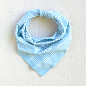 Hand Printed Bandana, Light Blue Cotton Scarf, Hiking Accessory, Bandanas for Women, Bandanas for Men, Checked Windowpane Pattern