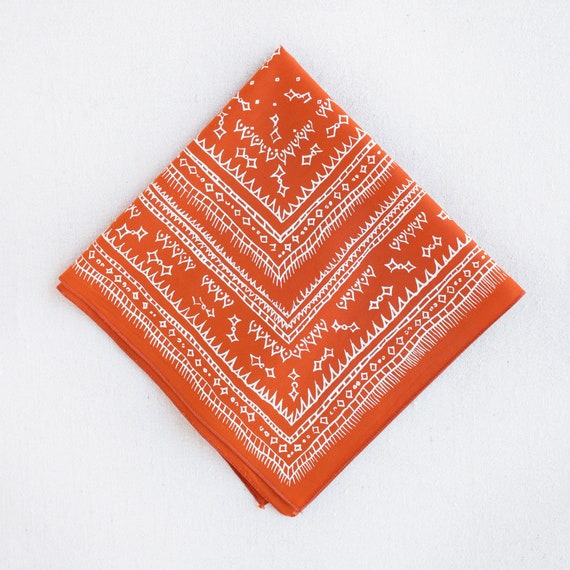 Marmalade Orange Bandana, Sketched Diamond Print, 100
