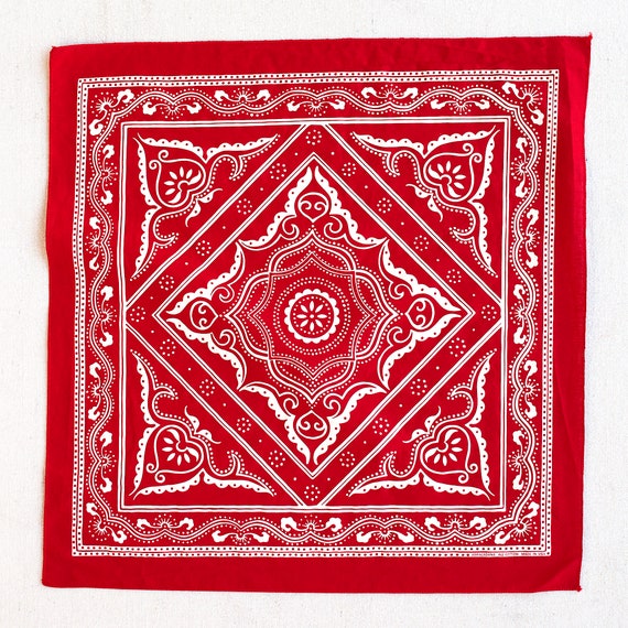 Red Bandana, Hand Screen Printed, Classic Bandana Design