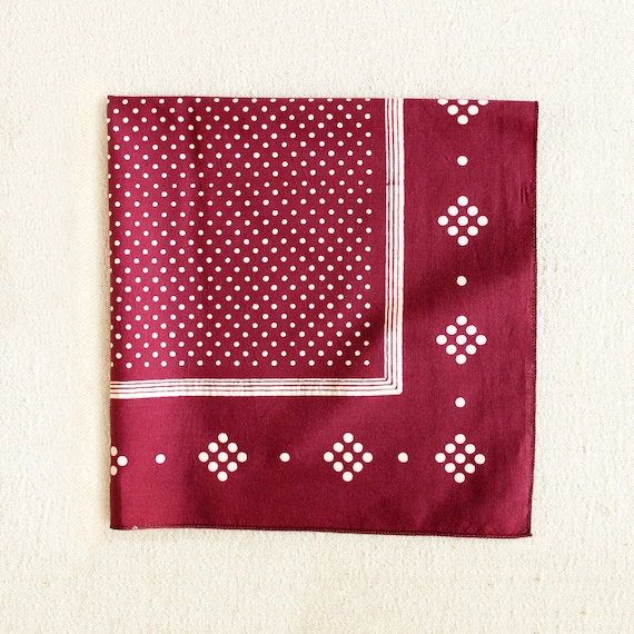 Petit Foulard Bandana Coton Rouge à Pois – Vintage, Femme, FO643