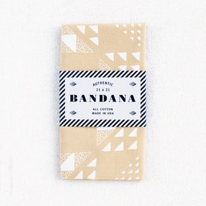 Sand Bandana, Made in USA, Geometric Scarf, Hand Printed, Hiking Gift, Bandanas for Women, Quilt Pattern, Useful Gift for Men