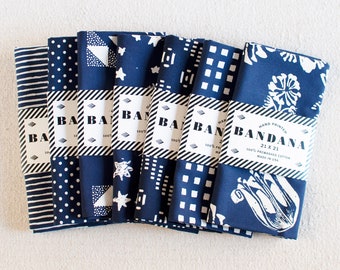 Bandanas for Women, Hand Printed Blue Bandanas, For Him and Her, 7 Days of Bandanas, Hiking Gift, Travel Accessory, Useful Gift