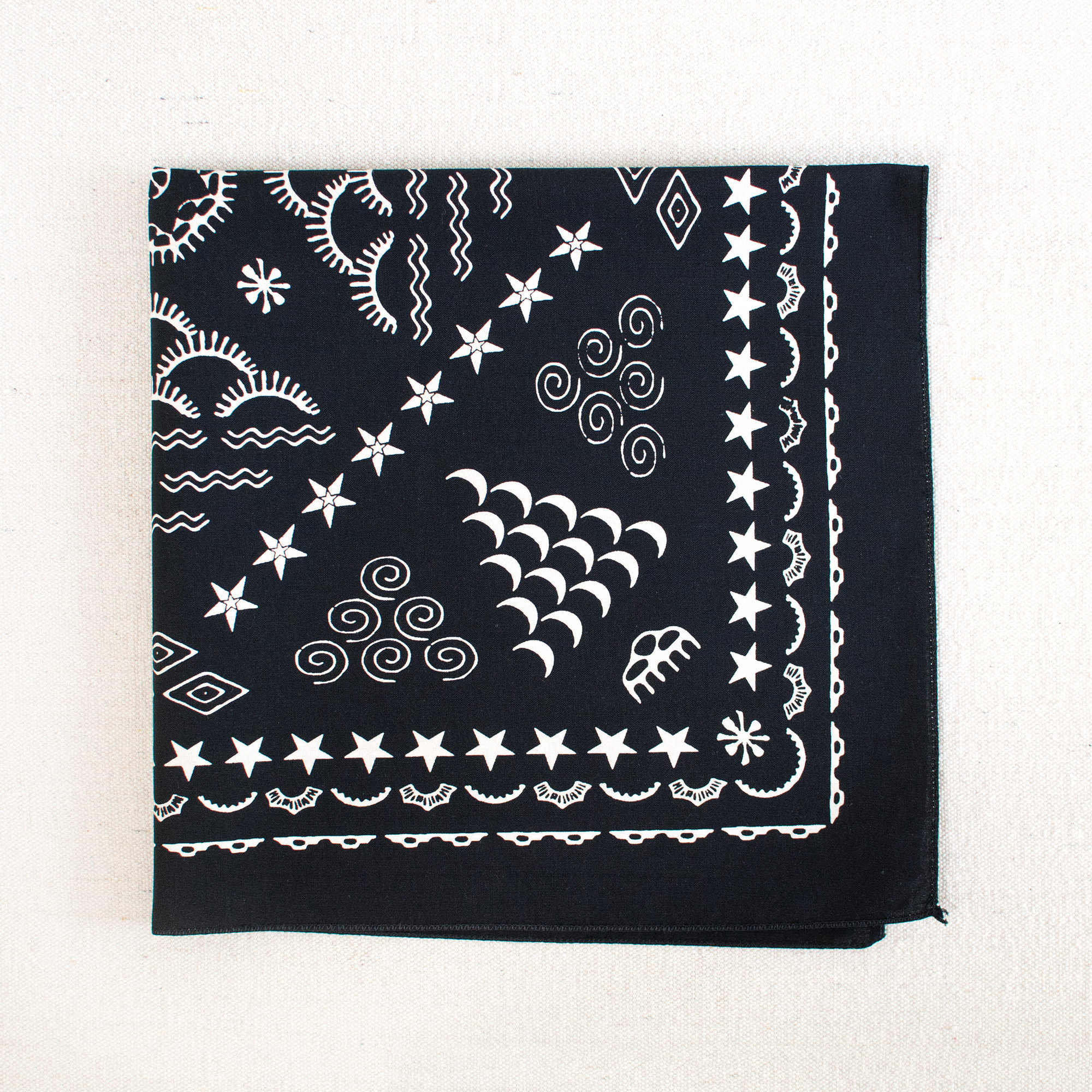 Black Bandana for Women and Men, Elemental Design, Gift for