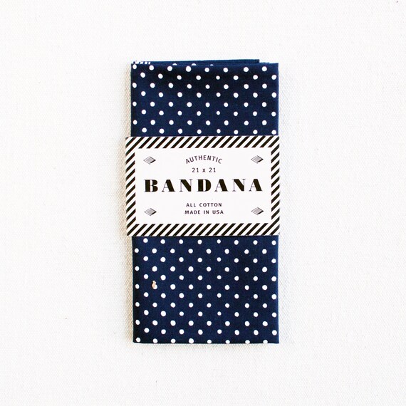 ASAH HOME Navy Blue Polka Dot Bandana – 100% Cotton – 54cm – White Background – Fashion Head Wrap