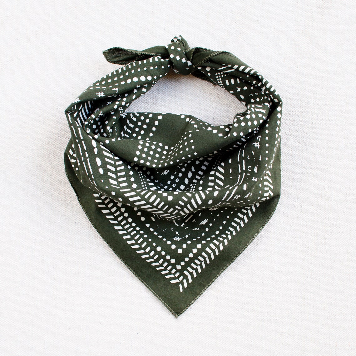 Olive Green Bandana Modern Halftone Print 100 Cotton and Etsy