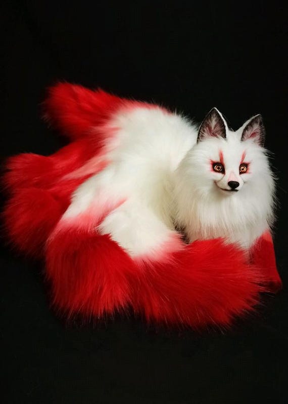 Kitsune Faux Fur Fox Plush, Japanese Folklore
