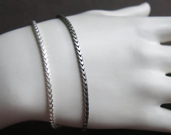 Pulsera de cadena Franco de plata de ley, 20 cm de largo, unisex, plata brillante u oxidada, minimalista
