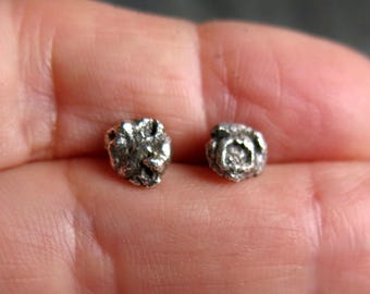 Recycled Sterling Silver Nugget Post Stud Earrings for Men and Women