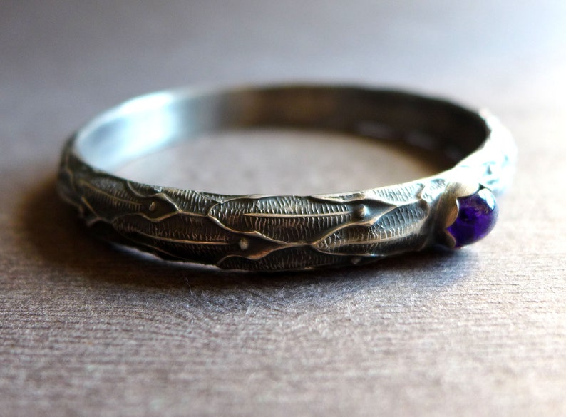 Gothic Sterling Silver Bangle Bracelet, Oxidized Floral Witchy Textured ...