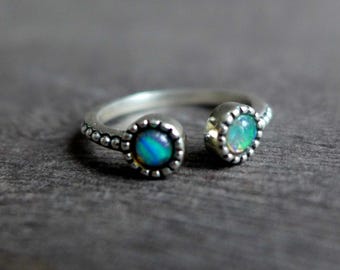 Opal Stacking Ring Size 7, Sterling Silver Gemstone October Birthstone Jewelry