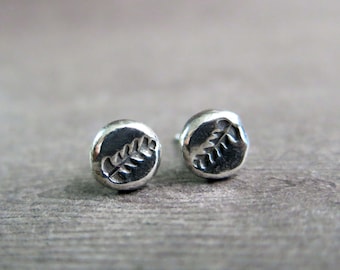 Thai Silver Leaf Studs, Simple Small Botanical Post Earrings
