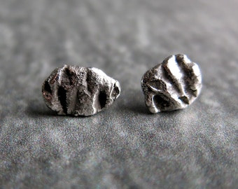 Recycled Sterling Silver Nugget Post Stud Earrings for Men and Women