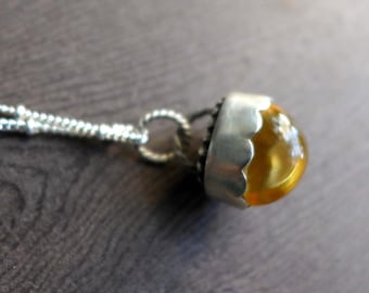 Citrine Bullet Sterling Silver Pendant Necklace, November Birthstone Necklace, Gift for Her, Yellow Gemstone Drop Necklace