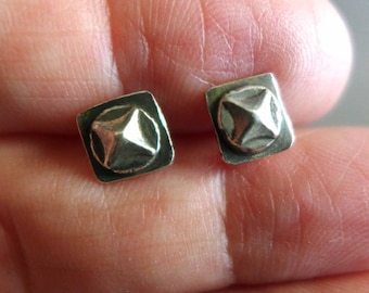 Sterling Geometric North Star Stud Earrings, Unisex Metal Posts