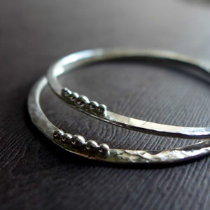Hammered Sterling Silver Stacking Bangle Bracelets, Textured Silver Bangle, Artisan Sterling Silver Bracelet