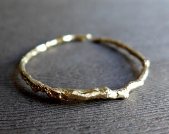 Bronze Textured Twig Stackable Cuff Bracelet, Bare Branch Jewelry