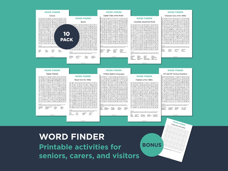 Dementia Word Finder: Brain Games for Seniors (digital Download) - Etsy