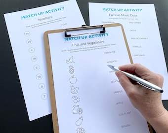 Dementia Match Up Activity: Brain Games for Seniors (Digital Download)