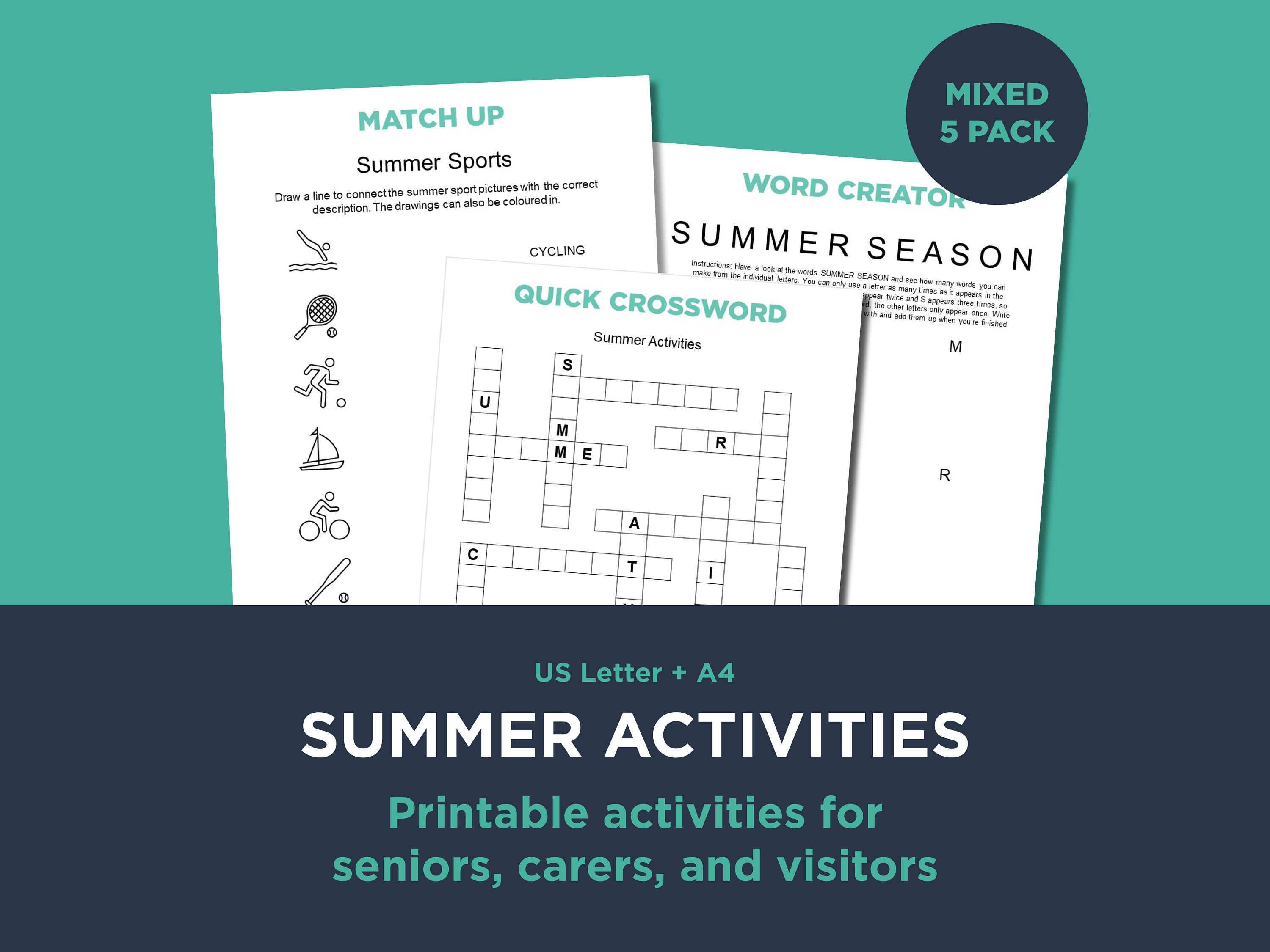 Summer Activities for Seniors: Dementia Games, Puzzles (digital