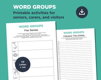 Dementia Activities: Word Group Creator for Seniors (Digital Download)