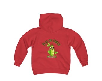 Youth Hoodie, Peas on Earth - Punny Wordplay for Kids' Comfort, Print from and back