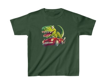 Kids Heavy Cotton™ Tee | T-rex | Car | Dinosaur | Dino