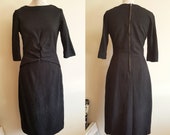 VINTAGE 1960s black bombshell lurex wiggle dress S M 1950s